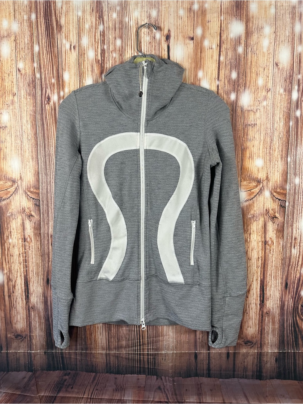 Lemon Athletica Women's Gray Full-Zip Hoodie Jacket with White Logo Size 4